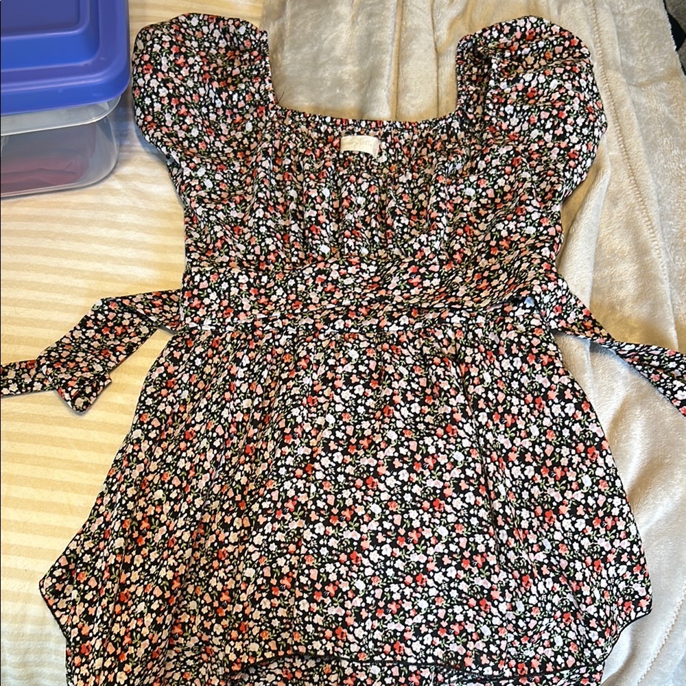 Floral Kids Dress with Puff Sleeves